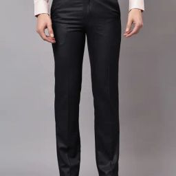 Cantabil Black Regular Fit Texture Trousers-image-40