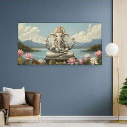 Nestroots Canvas Divine Ganesha Prosperity And Wisdom Wall Painting - Black Floating Frame-13