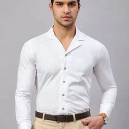 Louis Stitch White Cotton Regular Fit Printed Shirt-image-84