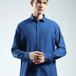 Monte Carlo Blue Cotton Regular Fit Shirt-picture-43