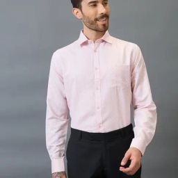 Daniel Hechter Peach Cotton Blend Slim Fit Printed Formal Shirt-image-70