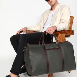 SASSORA Davy Olive Green Leather Extra Large Duffle Bag-35