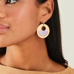 Accessorize London Women's Lilac Raffia Inlay Circle Earrings-5