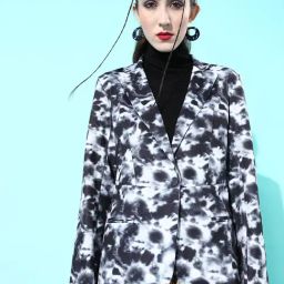 KASSUALLY Navy & White Tie - Dye Blazer-picture-28