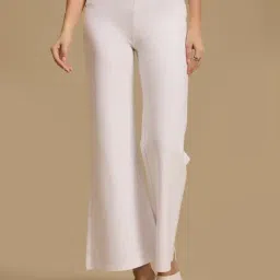 KAZO White Viscose Solid Jeggings-image-43