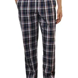 Sleepz by Raymond Dark Blue Cotton Checked Regular Fit Pyjama-picture-6