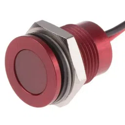 RS PRO Red Panel Mount Indicator 12V DC, Mounting Hole Size 14 mm, Termination Type Lead Wires, IP Rating IP67, Model No 1116568-16