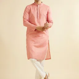 Manyavar Men Embroidered Regular Pure Cotton Kurta with Pyjamas-image-9