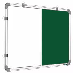 YAJNAS 60.96 x 91.44 cm (2x3 Feet) Aluminium Frame Non-Magnetic Whiteand Green Chalkboard Combination Board for Home Collage Officeand School with Hanging Clip-13
