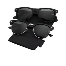 FUNGLASSES Unisex Set of 2 Polarised Lens Sunglasses WAYFARER POLORZ BLK & CLUB MSTR BLK C image 2