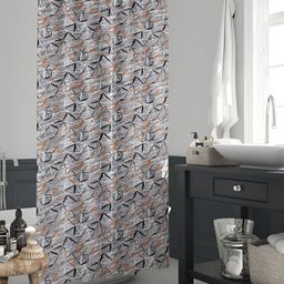 ArtzFolio Grey & Brown Printed Waterproof Shower Curtains-image-32