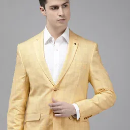 Van Heusen Linen Cotton Slim Fit Checked Single-Breasted Formal Blazer-image-54
