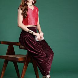 Sangria Women Velvet Finish Stylized Salwar-45