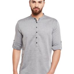 even Men Grey Solid Straight Short Kurta-picture-23