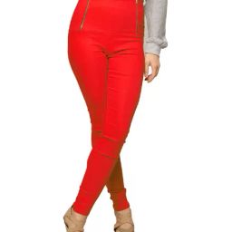 Miss Chase Red High Rise Jeggings-image-63