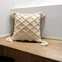 LUSHLYF Cream-Coloured Geometric Square Cushion Covers-image-12
