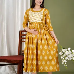 Fashion4word Women Ethnic Motifs Printed Screen Print Maternity Straight Kurta-13
