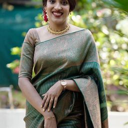 CANBIA Woven Design Zari Silk Blend Banarasi Saree-image-28