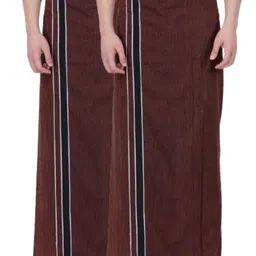 Ethazh Men Pack of 2 Solid Cotton Dhotis-image-81