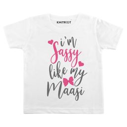 KNITROOT Short Sleeves Sassy Like My Maasi Tee - White-image-33