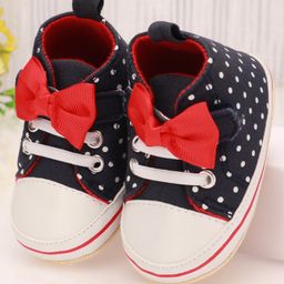 Cute Walk by Babyhug Slip On Booties with Bow Applique & Polka Dots Print - Blue-image-26