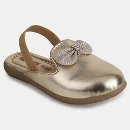 Mine Sole Bow Stone Embellished Sandals  - Golden-picture-1