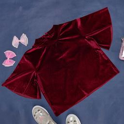 Pantaloons Junior Half Sleeves Solid Top - Wine Maroon-image-37