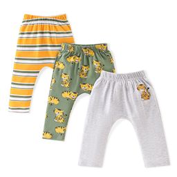 Babyhug Cotton Full Length Diaper Leggings Tiger & Stripes Print Pack Of 3- White Yellow & Green-image-58