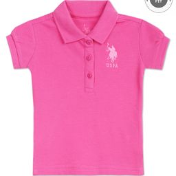 US Polo Assn Knit Half Sleeves T-Shirt Logo Print - Pink-image-17