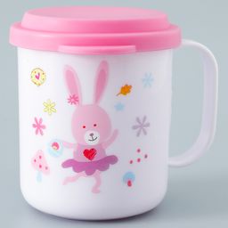 Rabbit Printed Mug With Handle & Lid Pink - 180 ml-19