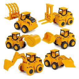 PLUSPOINT 6pc Press and Go Engineering Toys Creativity Construction Engineering Vehicle for Boys Girls,Construction Truck with Engineering Worker Toy Set,Boy Girl Birthday Christmas Party Favors-20
