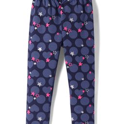 Simply Cotton Lycra Knit Full Length Heart Printed Leggings - Navy Blue-image-45