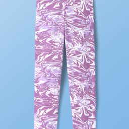 Pine Kids Cotton Lycra Knit Full Length Legging With Abstract Print - Purple & White-image-99