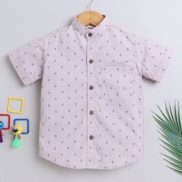 BAATCHEET CottonHalf Sleeves Lines Printed Shirt - Baby Pink-image-4