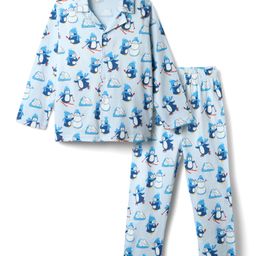 Babyhug Cotton Knit Full Sleeves Co-ord Night Suit with Penguin Print - Light Blue-image-65