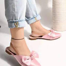 Shoetopia Bow Applique Detailed Flat Sandals - Pink-picture-9