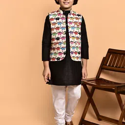 PRINTCULTR Boys Ethnic Motifs Printed Regular Kurta with Pyjamas image 1