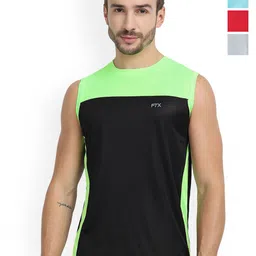 FTX Men Pack Of 4 Colourblocked Round Neck Gym Vests-picture-20