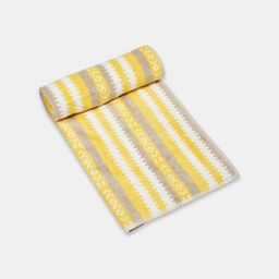 Fabindia Kabir Yellow & White Striped Cotton 570 GSM Bath Towel-picture-46