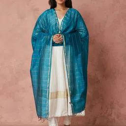 Fabindia Turquoise Maheshwari Dupatta-picture-43