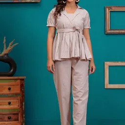 SARAI CREATIONS Striped Pure Cotton Top With Trousers Co-Ords-picture-28