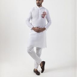 PulseIQ Men White Kurtas-image-25