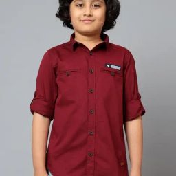 Cantabil Kids Maroon Solid Shirt-image-21