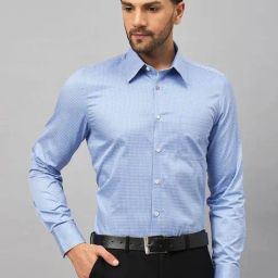 Louis Stitch Blue Cotton Regular Fit Checks Shirt-image-32