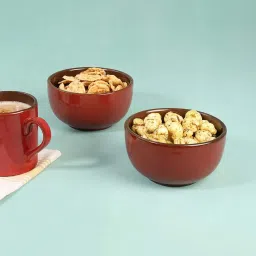 Ellementry Red Ceramic 13 cm Soup Bowl (0.4 L) - Set of 2 image 1