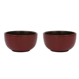 Ellementry Red Ceramic 13 cm Soup Bowl (0.4 L) - Set of 2 image 3