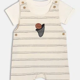 Miniklub Boys Beige Knitted Striped Dungaree with T-Shirt image 1