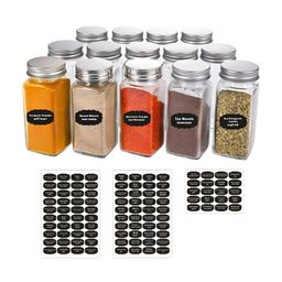 CVANU 140 Pieces White & Black Spice Names Self-Adhesive Stickers-picture-1