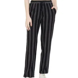 Hypernation Black & Grey Striped Pants-69