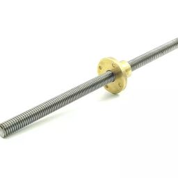 Invento 200mm (0.2 mtr) SS304 Threaded Rod M12 12mm OD + M12 nut 1.75mm Pitch 12mm T Nut Brass round Flange Single Nut for 3D Printer CNC Robotics ISC 1965-2A-36